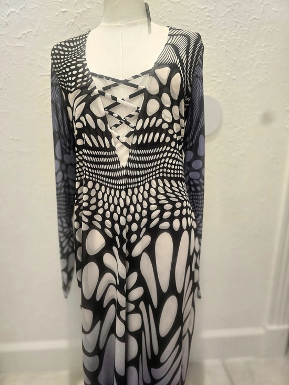 AFRM XXL NWT Violet Swirl Dots Mesh Maxi Dress